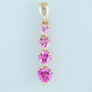10k yellow gold natural diamond lab grown pink sapphire hombre journey pendant
